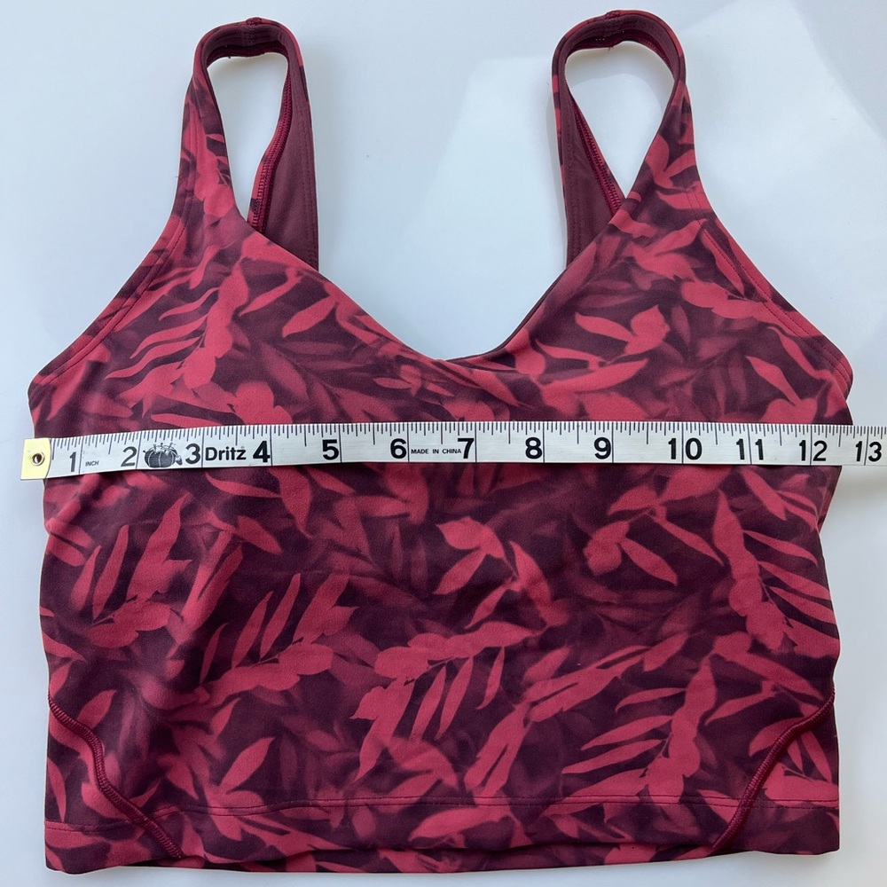 Lululemon Align Tank Cropped Top Built-in-Bra Spray Leaf Firrside Red - Picture 7 of 8